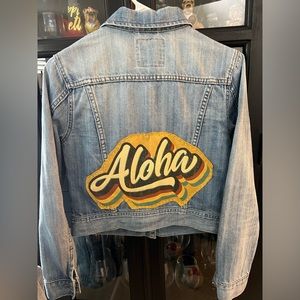 One of a kind upcycled denim jacket